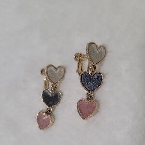 Unique Only One Elegant Heart Drop Cream Blue Pink Velvet Designs Earrings